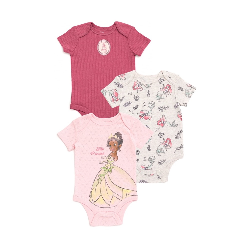 Disney Princess Baby Bodysuit, 3-Pack, Sizes 18 Months